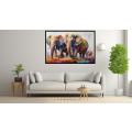 Canvas Wall Art - 3 Elephants Walking Abstract - A1380