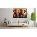 Canvas Wall Art - Two Elephants Walking Abstract - A1381