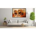 Canvas Wall Art - Male Lions Running Abstract - A1411