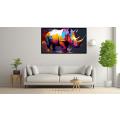 Canvas Wall Art - Colourful Rhino Painting - B1610