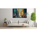 Canvas Wall Art - Vibrant Hues and Intersecting Lines - A1015