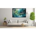 Canvas Wall Art - Soft Flowing Layers Translucent Blues Green - A1004