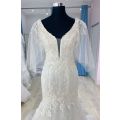 (Rental) Prudence, Trumpet wedding gown with detachable sleeves.