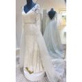 (Rental) Heather, long sleeve lace detail fit and flare wedding dress,