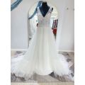( Rental) Grace, lace bodice wedding dress with tulle overskirt.