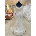 (Rental) Heather, long sleeve lace detail fit and flare wedding dress,