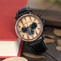 Classic Handmade Zebrawood Mens Wood Watch with leather band