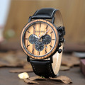 Classic Handmade Zebrawood Men's Wood Watch with leather band