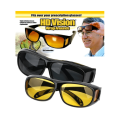 HD Vision Wrap Around 2 x Glasses [ Set of Brown & Black ] [ Antiglare / Night Vision ] Fits Over