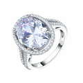6 CARAT Oval cut Split Shank Simulated Diamond Halo Ring. Size 6. Click to see Stone used