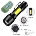 LED Flashlight Torch USB Rechargeable Built-in Battery Zoomable Function