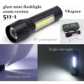 Powerful Rechargeable Led USB Flashlight Torch Light with side cob light