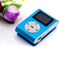 Mini Clip Metal Mp3 Player With LCD Screen - Blue