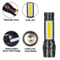 Powerful Rechargeable Led USB Flashlight Torch Light with side cob light