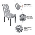 Stylish Elasticated Dining Room Chair Cover (Set of 2) | Moroccan Diamond Design | Grey/White