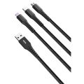 LOOPD 3 In 1 Lightning | Micro USB |Type-C Black Multi Cable -1.2 M