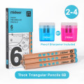 Mideer - Thick Triangular 6B Pencils- 6 Pieces