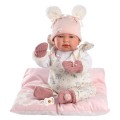 Llorens - Baby Girl Doll with Pink Blanket, Clothing & Accessories: Tina - 44cm (Mechanism Optional)