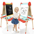 TopBright - 2 in 1 Deluxe Standing Art Easel - Adjustable Height - Black & White Board with Paper...