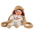 Llorens - Baby Boy Doll with Backpack Carrier: Joel - 38cm (Mechanism Optional)