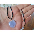 Blue Lace Agate Heart Necklace (2cm)