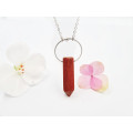 Gold Stone Crystal Point Loop Necklace