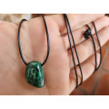Green Malachite Tumbled Stone Necklace (Negativity Blocker)