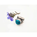 Round Turquoise Poison Ring (Opens)