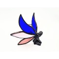 Blue &amp; Pink Stained Glass Sitting Fairy