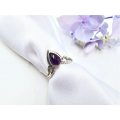 Indian Flower Ring Detailed - Amethyst (925 Silver)