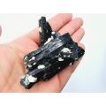 Black Tourmaline Rough Cluster F (118g) Hyalite