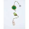 Green Agate, Green Calcite and Clear Quartz Crystal Mobile (85cm)