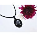 Obsidian Crystal Braided Necklace - Oval
