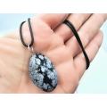 Snowflake Obsidian Polished Stone Necklace