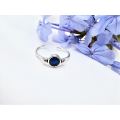 Blue Sapphire Round Circles Ring (925 Silver)
