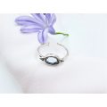 Blue Topaz Oval Circles Ring (925 Silver)