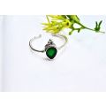 Green Emerald Circles Ring (925 Silver)