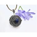 Lapis Lazuli Round Locket Necklace (Opens)