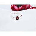 Red Garnet Drop Ring (925 Silver)