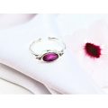 Ruby Ring Oval Double Circles (925 Silver)