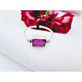 Ruby Ring Rectangle &amp; Circles (925 Silver)