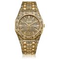 Mens Watch Antique Carved Gold, Gold Inlay, Quartz, Waterproof,