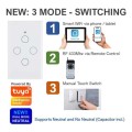 Smart Switch 4 Gang | WiFi + 433Mhz | No Neutral | Tuya Smart Life