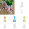 Baby Silicone Squeeze Feeding Bottle With Spoon Food Rice Cereal Feeder