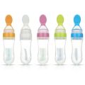 Baby Silicone Squeeze Feeding Bottle With Spoon Food Rice Cereal Feeder