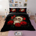 Rose Skull Duvet - Skull Bedding - HD Printed Duvet - King