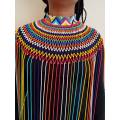 African Coloured Long Necklace, Zulu Necklace, Beaded shawl necklace, African jewelry, Masai necklac