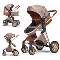v9 Baby Stroller 3 in 1 Infant Pram for Newborn Pushchair-Beige