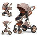 v9 Baby Stroller 3 in 1 Infant Pram for Newborn Pushchair-Beige