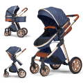 v9 Baby Stroller 3 in 1 Infant Pram for Newborn Pushchair-Blue